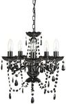 Tadpoles 5-Bulb Vintage Chandelier - Black Onyx | 20" x 18" x 17" | Hardwired Installation | Uses Five 25-Watt E12 Candelabra Bulbs | Faux Crystal Chandelier with Acrylic & Glass Beads