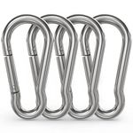 Outsal Carabiner Clip,4 Pcs 304 Stainless Steel M6 Clips, Caribeana Clips For Hiking, Camping, Fishing, Dog Leash & More, 60mm Small Carabiner Clip Heavy Duty Holds Upto 70Kg