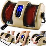 Best Choice Products Heated Foot Massager Machine Shiatsu Leg Massager, Therapeutic Reflexology Calf Massager w/Blood Circulation, Nerve Pain, Deep Kneading, High-Intensity Rollers - Gold