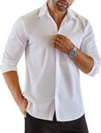 COOFANDY Athletic Dress Shirt for Men Muscle Fit Button Up Shirt White