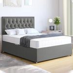 ComfoRest - 3FT Single Grey Bed | Single Bed Frame | Grey Divan Bed with NO DRAWERS | Single Grey Divan Bed With Mattress and Headboard | 24” Headboard | Grey Single Bed | Grey Bed Frame