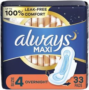 Always Maxi Size 4 Overnight Pads with Wings, Unscented, 33 Count