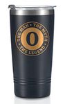 The Man The Myth The Legend Mug with Initials, Monogrammed Stainless Steel Travel Tumbler for Men, Funny Personalized Coffee Cup, Custom Beer Glass, Unique Birthday Christmas Gifts for Him, 20 oz, O