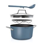 Ninja Foodi 8-in-1 PossiblePot with ZEROSTICK, Roasting/Steaming Rack, Strainer, Utensil, Glass Lid, 6.6L, Induction Compatible, Oven Safe to 260°C, Blue Macaroon, CW202BLUK