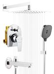 Specule Aria, Brass Concealed Body High Flow Diverter Set For Bathroom With Rain Overhead Showers and Bath Tub Spout | Diverter Set For Bathroom | Bathroom Shower System