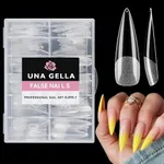 UNA GELLA Clear Stiletto Fake Nails 216pcs Extra Long Stiletto Nails Full Cover Clear Gel Nail Tips No Need File Long Stiletto Fake Nails 12 Sizes Gelly Tips for Nail Extension Home DIY Salon