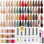 Lavender Violets Dip Powder Nail Kit 30 Colors Morandi Misty Glitter Skin Nude Gold Brown Sage Green Acrylic Liquid Set Base Top Coat Activator Brush Saver with Sticker Manicure Starter B704