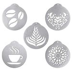 5 Pcs Stainless Steel Coffee Stencils,Latte Art Coffee Garland Mould Personalised Stencil for Coffee Cake Decorating