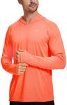 Willit Men's Sun Shirts UPF 50+ Protection Hoodie Rash Guard Shirt SPF UV Shirt Long Sleeve Fishing Outdoor Lightweight Heather Red XL