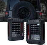 Xprite Tail Lights with Rear Brake Turn Signal & Reverse Lights Function, LED Rear Lights Compatible with 2007-2018 Jeep Wrangler - Clear Lens