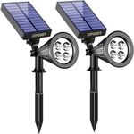 URPOWER Solar Lights Outdoor, Adjustable Solar Spot Lights Outdoor, 2-in-1 Waterproof Solar Landscape Spotlights Wall Light, Dusk-to-Dawn Solar Powered Outdoor Light for Garden, Yard, Pathway (2 Pack)