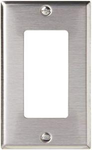 Leviton 84401-40 1-Decora/Gfci Standard Size Wall Plate, 1 Gang, 4-1/2 in L X 2-3/4 in W 0.190 in T, Brushed, 1 Pack, Stainless Steel