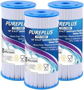 PUREPLUS 10" x 4.5" Whole House Pleated Sediment Filter for Well Water, Replacement Cartridge for GE FXHSC, Culligan R50-BBSA, Pentek R50-BB, DuPont WFHDC3001, American Plumber W50PEHD, GXWH40L, 3Pack