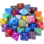 AUSTOR 35 Pieces Polyhedral Dice Set Mixed Color DND Dice 8 Sides Game Dice Assortment with a Black Velvet Storage Bag for DND RPG MTG Table Games