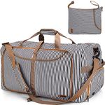 80L Duffle Bag for Travel, Large Foldable Waterproof Travel Duffel Bags Weekender Overnight Bag for Men and Women with Shoe Compartment (Stripe)