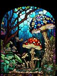 GemZono Diamond Painting Kits for Adults&Kids DIY 5D Stained Glass Mushroom Art Diamond Art Paint with Round Diamond Dots Full Drill Gem Diamond Art Kits for Home Wall Decor Gifts(12x16inch)