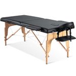 CHRUN Portable Massage Table Professional Massage Bed Wide 35 Height Adjustment Lash Bed SPA Bed Facial Bed Tattoo Table with Accessories & Carrying Bag 2 Section Wooden