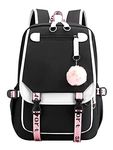 SellerFun Teenage Girls' Backpack Middle School Students Bookbag Outdoor Daypack with USB Charge Port (4# White Black,21 Liters)