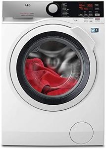 AEG L7WEE861 Lavasecadora de Libre Instalación, Carga Frontal, Lavadora 8 Kg, Secadora 6 Kg, 1600 rpm, Serie 7000, Motor Inverter, Programa Rápido, Panel LCD, Puerta XL Plateada, Blanca