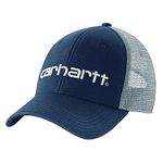 Carhartt Men's Canvas Mesh-Back Logo Graphic Cap, Navy/White, One Size