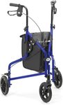 Days Lightweight Tri Wheel Walker Rollator – Aluminium Mobility Walker with Adjustable Height and Brakes – Foldable Walking Frame with Carry Bag – Mobility Aid for Elderly – Blue