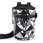 NewDoar Chalk Bag for Rock Climbing - Bouldering Chalk Bag Bucket with Quick-Clip Belt and 2 Large Zippered Pockets - Rock Climbing Gear Equipment-Black