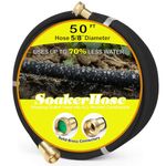 Soaker Hose 50FT 5/8" Diameter for Garden Beds Solid Brass Interface Irrigation Save 70% Water Heavy Duty Rubber Great for gardens/flower beds