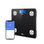 HF 19x Body Composition Indices 28x28cm Platform Smart Scale Bathroom Scales for Body Weight Body Fat Monitor, BMI, Water, Muscle Mass Bone iOS Android App Bluetooth Wireless