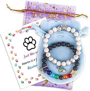 PSZEZNZ Pet Dog Cat Memorial Gifts Rainbow Bridge Bracelet for Beloved , Loss Sympathy Jewelry Gift Bracelets ,personalized memorial gifts