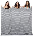 Giant Turkish Beach Towel Blanket Extra Large Boho Throw Blanket Jumbo Fast Drying Soft Thin Sandless Compact Oversized No Sand Repellent Anti Resistant Repels Sandfree Chamois Women Men Adult Gifts