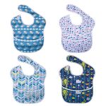 Vicloon Baby Bibs, 4pcs Waterproof Bib Toddler Infant Bibs, Sleeveless Baby Drool Bibs, Unisex Washable Feeding Bibs for Boys and Girls from 6 Months to 2 Years Old