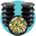 Triplast 10 x Meal Prep Containers (Round, 32oz) - Microwave, Freezer & Dishwasher Safe – BPA Free, Reusable, Leakproof & Stackable Food Storage Salad Bowls for Home, Office, School & Gym Use