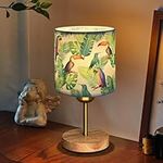 MUCHER Bedside Table Lamp Nightstand Bedroom Lamp with Green Fabric Shade Small Bedside Lamp for Bedroom Living Room Office(Led Bulb Included)