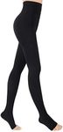 Evolyline 20-30 mmHg Medical Compression Tights Women & Men Long Class II Graduated Compression Stockings Men Open Toe Support Stockings for Pregnancy Varicose Veins Oedema, black, Medium