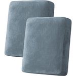 BellaHills Velvet Stretch Sofa Seat Cushion Covers Sofa Couch Cushion Covers Modular Cushion Covers Furniture Protector Sofa Seat Cover with Elastic Bottom(2 Pieces, Stone Blue)