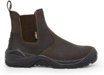 Xpert - Defiant S3 Safety Dealer Boots. Pull On Chelsea Steel Toe Cap Shoes, Comfortable And Water Resistant Work Boots For Men With Midsole Design For Safety and Ankle Support (UK 8)