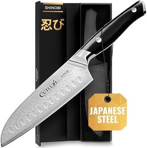 Cutluxe Shinobi Santoku Knife, Damascus Chopping Knife – 7" Japanese Blade, AUS-10 Steel – Razor Sharp Blade, Full Tang, Ergonomic G10 Handle Design