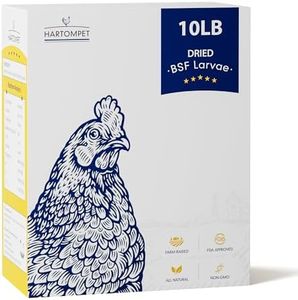 HARTOMPET Nutrient-Rich Chicken Feed - 10LB Dried Black Soldier Fly Larvae, 100% Natural, 85X More Calcium Than Mealworms, Ideal for Molting & Laying Hens, Ducks, and Wild Birds, Reptiles and Hedgehog