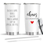 CHICKOR Gifts for Women - 20 Oz Stainless Steel Travel Cup - Chaos Coordinator Tumbler With Straw - Unique Gift idea for Boss Lady, Her, Mom, Coworker, Manager, Teacher, Boss, Officer, Wedding Planner