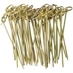 Deera 4Inch Bamboo Knot Sticks Cocktail Skewers - Ideal for Spearing Fruit, Olives, Or Candies - Perfect for Parties and Events - Pack of 100 -(Brown)