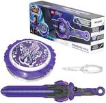 INFINITY NADO Bey Battling Blade Toys Metal Brust Pro Gyro Toys for Boys and Girls Age 5+, Battle Set for 8-12 with Spinning Top & Sword Launcher, Dream World Magic Dragon, Lightning Purple