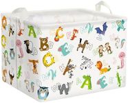 Clastyle Colorful Animal Alphabet Shelf Basket Elephant Owl Unicorn Storage Bin for Kids Rectangle Clothes Book Toy Cube Storage Basket, 36L