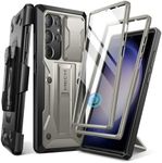 TONGATE for Samsung Galaxy S23 Ultra Case, [Bulit-in Slide Camera Cover & Screen Protector] [2 Front Frame] Military Shockproof S23 Ultra Phone Case with Kickstand & Belt-Clip 6.8", Titanium Gray