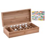 RoseFlower Bamboo Essential Oil Storage Box Home Fragrance Carrier Case, Holds 26 Bottles for 5, 10, 15ml - Aromatherapy Organizer Nail Polish Fragrance Container - Keep Your Oils Safe & Space Saver