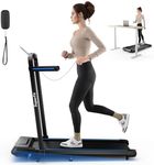 Costway 2 in 1 Folding Treadmill with Incline, 3.0HP Under Desk Walking Pad Treadmill with Remote Control, APP and LED Display, Walking and Jogging Machine for Home and Office (Blue and Black)