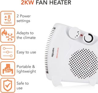 Warmlite Thermo Fan Heater 2000W – Portable Electric, White