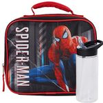 Fast Forward Marvel Spiderman Lunch Box with Water Bottle Set- Kids Soft Insulated Lunch Bag for Boys