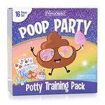 Poop Party Potty Training Pack | Adventure Book and Party Supplies to Help Toddlers Get Excited About Using the Toilet | 16 Piece Set | PrimaStella