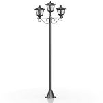 72" Solar Lamp Post Lights, Triple-Head Street Vintage Outdoor Post Light for Garden, Lawn, Planter Not Included