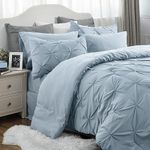 Bedsure Blue Comforter Set Full - Bedding Sets Full 7 Pieces, Bed in a Bag Light Blue Bed Sets with Comforters, Sheets, Pillowcases & Shams, Adult & Kids Bedding